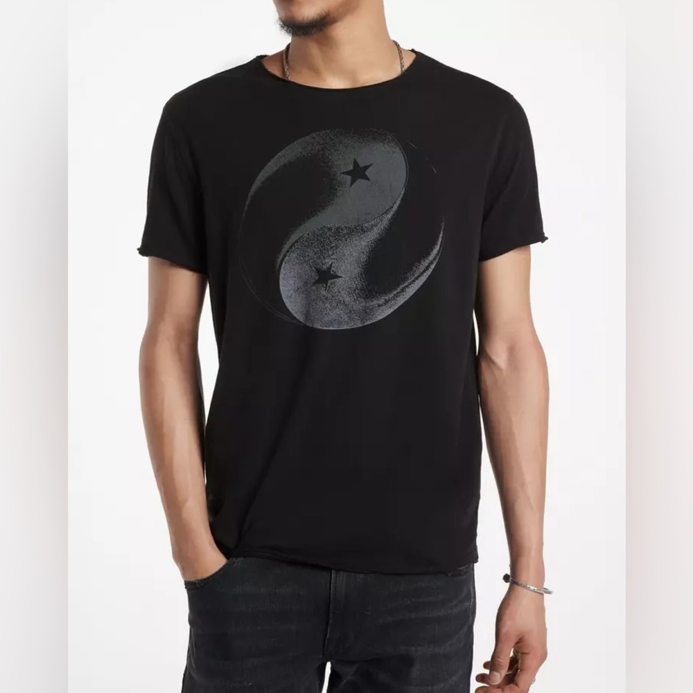 John Varvatos Black Yin Yang Short Sleeve Tee